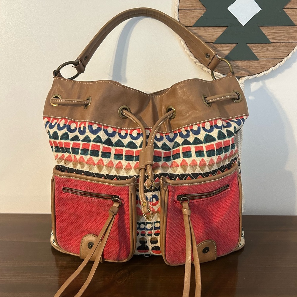 Nine West Vintage America Collection Red and Brown Patterned purse